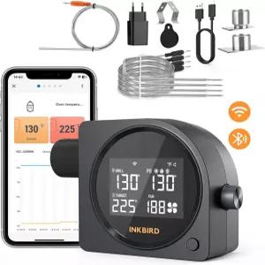 5G WiFi 및 Bluetooth BBQ 온도 컨트롤러 세라믹 그릴용 LCD 화면이 있는 잉크버드 자동 흡연 팬 BGE