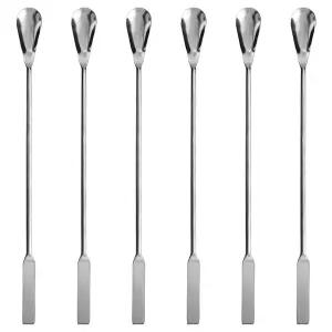 EISCO 6PK 랩 주걱 스푼 9인치 - 스테인리스 스틸 연마 0.35인치 플랫 엔드 1개 0.75인치 스쿱