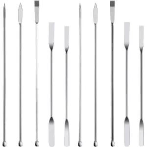 10피스 스테인리스 스틸 랩 주걱 마이크로 샘플링 스쿱 더블 엔드 믹싱 스푼 실험실 측정 파우더 젤 캡