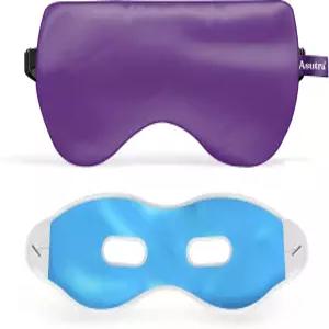 수면을 위한 ASUTRA 실크 가중 마스크 - 라벤더와 아마씨드 쿨링 젤 베개 세트 명상과 깊은 휴식을 빛 차단