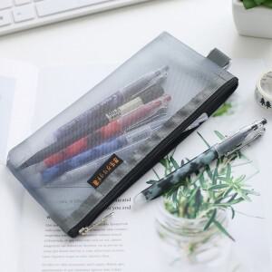 20.5x9cm 메쉬 연필 가방 휴대용 편지지 펜  파우치 보관 나일론 지퍼 화장품 홀더