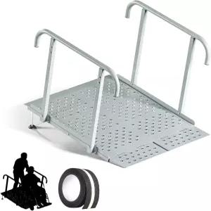 핸들 레일이 있는 휠체어 램프 계단 및 커브용 헤비 듀티 모빌리티 최대 770파운드 용량 반사 스트립이