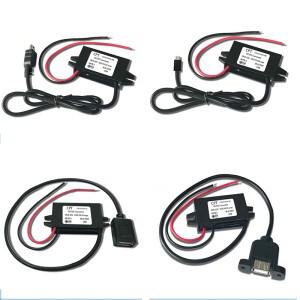 DC-DC 12V ~ 5V 3A 15W 차량용 전원 컨버터 마이크로 미니 소형 USB 스텝다운 전압 공급 장치 출력 어댑터(