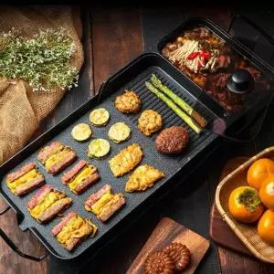 2470 와이드 콤보 전기그릴 전골팬 후라이 강화유리 덮개 고기 굽는후라이 명절후라이 생선 구이 구이기 냄