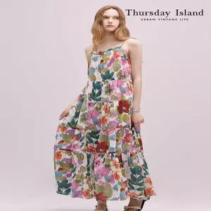 [써스데이아일랜드][Thursday Island] 플라워패턴 슬리브리스 원피스(T244MOP257W)