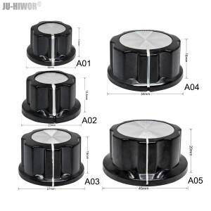 2pcs A01 A02 A03 A04 A05 실버 톤 탑 전위차계 볼륨 조절 로터리 6.35mm 샤프트 기타 노브