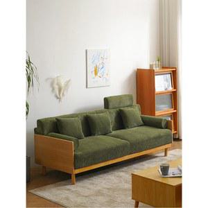 북유럽 2인 원목 소파 스몰 빈티지 디자인 식 거실 심플 패브릭 3인 소파