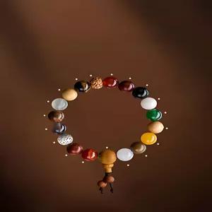 염주 묵주 불교 팔찌 토 오행 옥 나무 고급 녹주 불 단주 천연 구슬 그린 흑단 남자