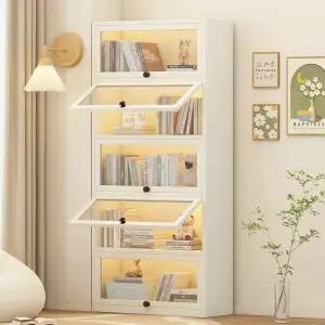 서재용 여닫이 책장 플립도어 장식장 라탄 가정용 대형