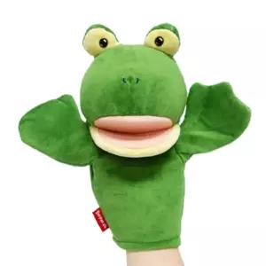 인형극 입움직이는 초록색 개구리 손인형 호기심 손넣는 상상력