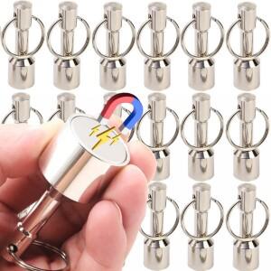 실버 강력 자석 키 금속 걸쇠 키체인 스테인레스 스틸 링 휴대용 포켓 걸이식 거치대 1개 10개
