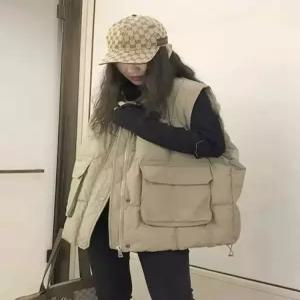 여성용 캐주얼 포켓 오픈 패딩조끼 빅 다운 차이나 톱 조끼 원픽1