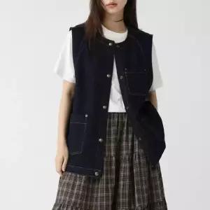 여친 데님 캐주얼 카디건 민소매 네오프렌 라운드 조끼 원픽1