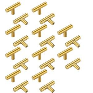 AB41-20개의 금색 캐비닛 손잡이 세트 2인치 황동 서랍은 가정용 가구용 T-바 디자인을 당깁니다.