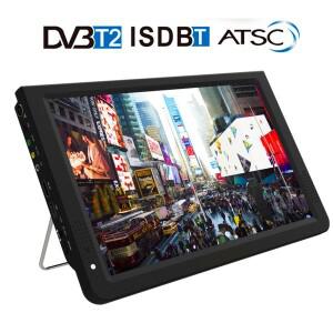 D12 인치 HD 휴대용 TV DVB-T2 ATSC ISDB-T 디지털 및 아날로그 미니 소형 소형 자동차 텔레비전 지원 USB