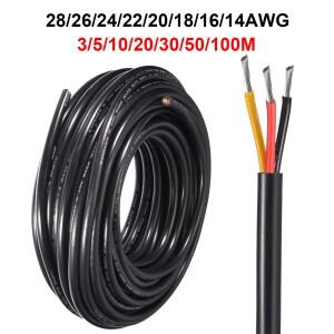 자동차 케이블 3 코어 유연한 PVC 피복 와이어 LED 익스텐션 라운드 야외 스트립 조명 오디오 스피커용 12V