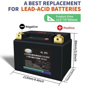 LFP 스쿠터 리튬 다리미 배터리 4L-BS 12V 24Wh 바이크 오토바이 LiFePO4 스타터 CCA 160A 내장 BMS ATV UT