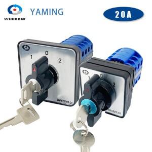 키로터리 캠 스위치 20A 실버 접점 48x48mm 64x64mm 손잡이 전환 선택기 LW26 LW39B YMW26-20YS2