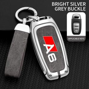 아연 합금 가죽 자동차 키 케이스 커버 스마트 리모컨 쉘 아우디 호환 A6 S6 C5 C6 C7 4F 2020 보호 키체인
