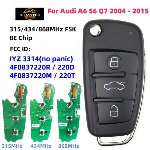 XJMYNB 8E 칩 315/434/868MHz 플립 리모컨 자동차 키 (아우디 호환 A6 S6 Q7 2004-2015 4F0837220D 호환)