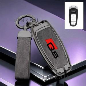 아연 합금 자동차 키 케이스는 아우디 호환 Q8 맞춤형 로고 리모컨 적합하며 버클 스타일링 인테리어 액세