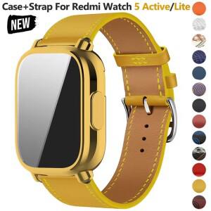 Redmi Watch 5 용 새 케이스 + 스트랩 Lite PU 가죽 스포츠 밴드 Correa 액티브 소프트 화면 보호기