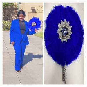 신부 웨딩 깃털 선풍기 아프리카 터키 핸드 댄스 장식 돌 블랙 1개