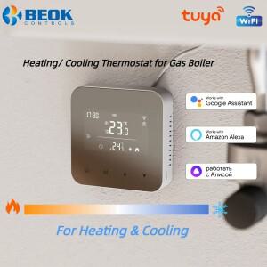 가스 보일러 난방/냉각용 Beok Tuya 배터리/USB 전원 온도 조절기 Wifi 컨트롤러 Alexa Google Home Alice
