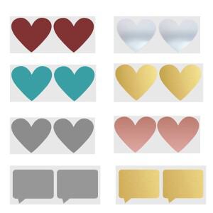 Shengshijie 70x80mm 50피스 스크래치 스티커 러브 하트 골드 그레이 접착 파티 활동