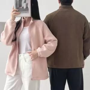 DUGNMARKT  본켈 남녀 캠크루 양털 후리스 집업 자켓 공용 겨울 홈웨어 커플 기모 방한