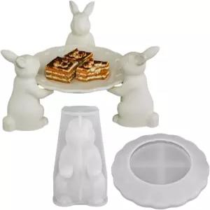 부활절 트레이 실리콘 몰드 - 3D 귀여운 플레이트 토끼 지지대 기능 성능의 장비 카테고리 추수감사절 연휴