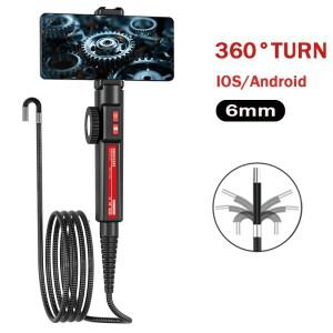 360도 회전 내시경 카메라 6mm 렌즈 HD 관절형 검사 자동차용 IOS 안드로이드용