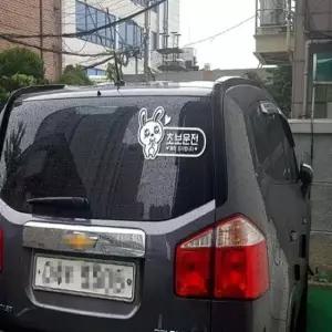 [CAR] 초보운전 토끼 스티커 반사 방수스티커 개별화물 자동차스티커 귀여운초보운전 도로연수