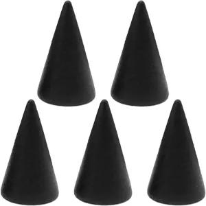 5Pcs 빈티지 솔리드 우드 링 디스플레이 스탠드 정리함 원뿔 모양 주얼리 랙 핑거 장신구 쇼케이스 홀더