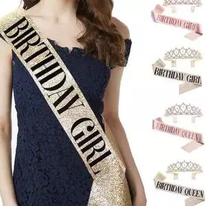 생일 머리띠 반짝이 악세사리 파티 생일 왕관 성인 어린이 어깨띠 장식 선물 용품 데코 공주 행사