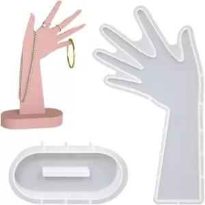 보석 디스플레이 실리콘 몰드 - 손 모양 귀걸이 걸이 랙 반지용 공예 주조 홀더 팔찌 목걸이 정리 테이블
