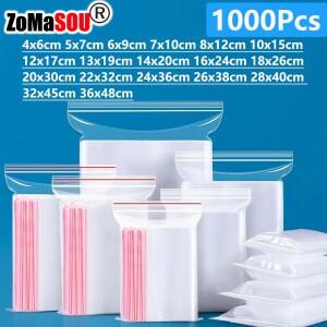 1000-100Pcs 미니 소형 소형 지퍼 잠금 비닐 봉투 Reclosable 투명 가방 진공 보관 지 플락 식품