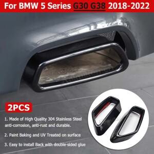 스테인레스 스틸 자동차 테일 머플러 배기 파이프 출력 커버 부품 BMW 호환 호환 5 시리즈 G30 G38 2018-20