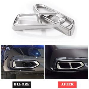 Yubao 2Pcs 스테인레스 스틸 테일 자동차 배기 머플러 파이프 팁 커버  BMW 호환 호환 7 시리즈 G11 G12 73
