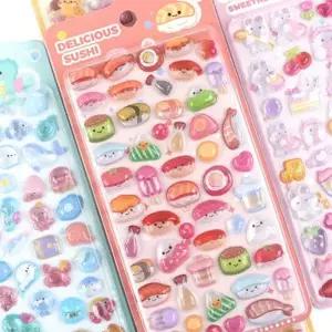 스티커 다이어리 귀여운 드롭 투명 스티커 공부 어린이집 아기자기 유치원 어린이 폰데코 수지 문구 만화