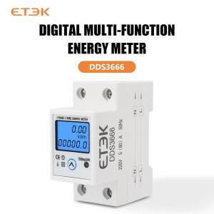 ETEK 단상 LCD 디지털(리셋 버튼 포함) 전력계 kWh 전압 전류 DDS366 소비 카운터 에너지 미터