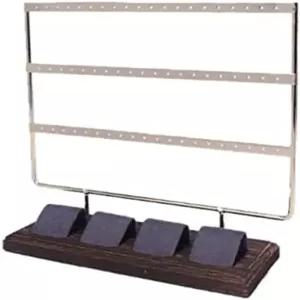 3단 타월 바 귀걸이 홀더 스탠드 - 보석 액세서리 수건을 정리 있는 나무 받침대가 스타시한 화이트 팔찌