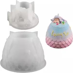 일반 에폭시 몰드 보관함 주얼리 정리함 실리콘 주조 인어 모양 장식 상자 제작 도구 120x69x65mm 그림과