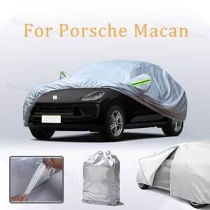 포르쉐 마칸 문 지퍼 용 자동차 커버 전체 외관 검정색 은빛-자동 차양 방진 방수 반사 스트립