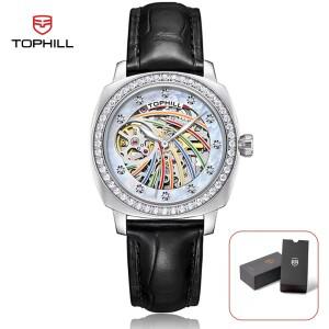TOPHILL 35mm 여성용 자동 시계  기계식 사파이어 크리스탈 50M 방수 빛나는 손목