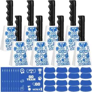 스포츠 이벤트용 손잡이와 스티커가 달린 10.5인치 스틸 카우벨 8팩 대형 소음 제작자 축구 경기 파티