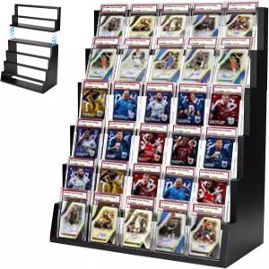 탑 스지가 있는 6단 트레이딩 카드 디스플레이 스탠드 우드 분리형 스포츠 컬렉션 및 쇼를 위한 대용량