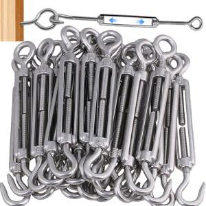 스테인리스 스틸 턴버클 텐셔너 와이어 로프 텐션 케이블 레일링 키트 (리깅 링용) 조절 가능 훅앤아이