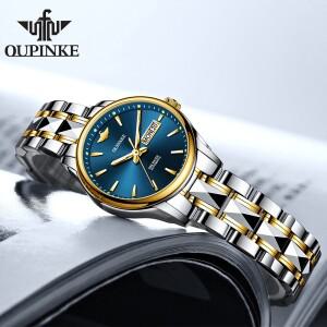OUPINKE 3170 여성용 시계 우아하고 고급스러운  오토매틱 기계식 듀얼 캘린더 방수