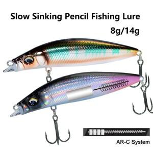롱캐스팅 숏 립 슬로우 싱킹 펜슬 낚시 루어 인공 하드 미끼 파이크 배스 워블러 미노우 8g 14g